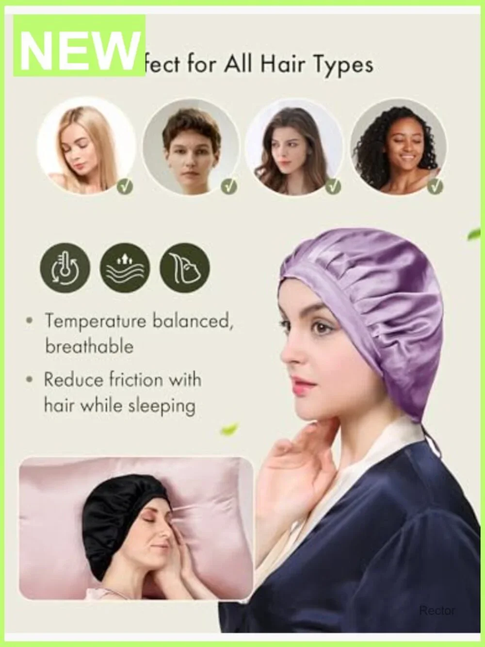100% Mulberry Silk Night Sleep Cap Adjustable Hair Wrap